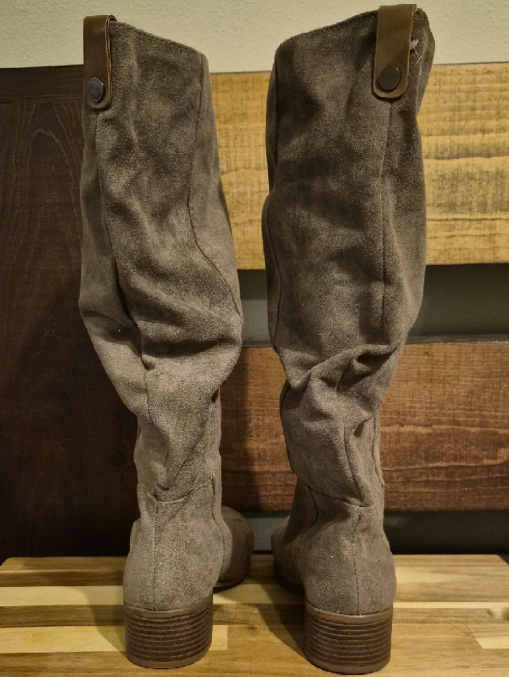Merona Taupe Suede Slouch Knee-High Boots NEW - Picture 2 of 5